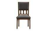 Frazier Park Brown Modern Subtle Lodge Solid Wood Faux Leather Seat Rectangular Dining Room Set - Ella Furniture