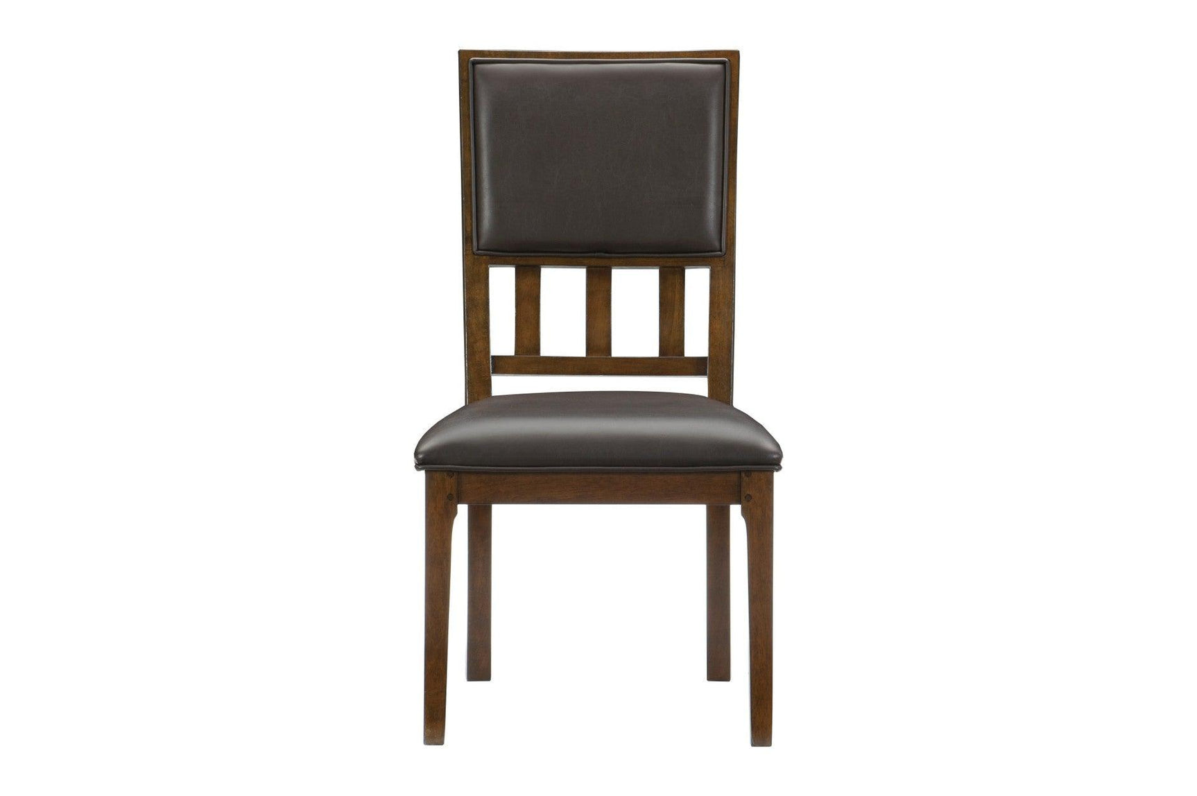 Frazier Park Brown Modern Subtle Lodge Solid Wood Faux Leather Seat Rectangular Dining Room Set - Ella Furniture