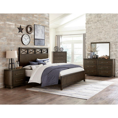 Close-up of Griggs King Bed headboard X-frame detail
