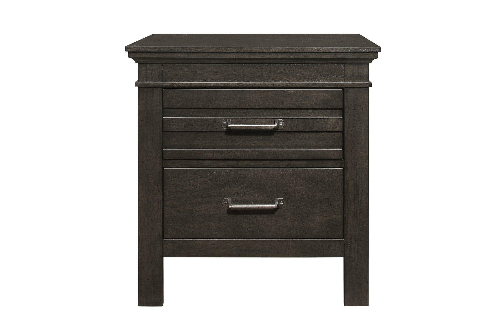 Blaire Farm Charcoal Gray Panel Bed front close-up