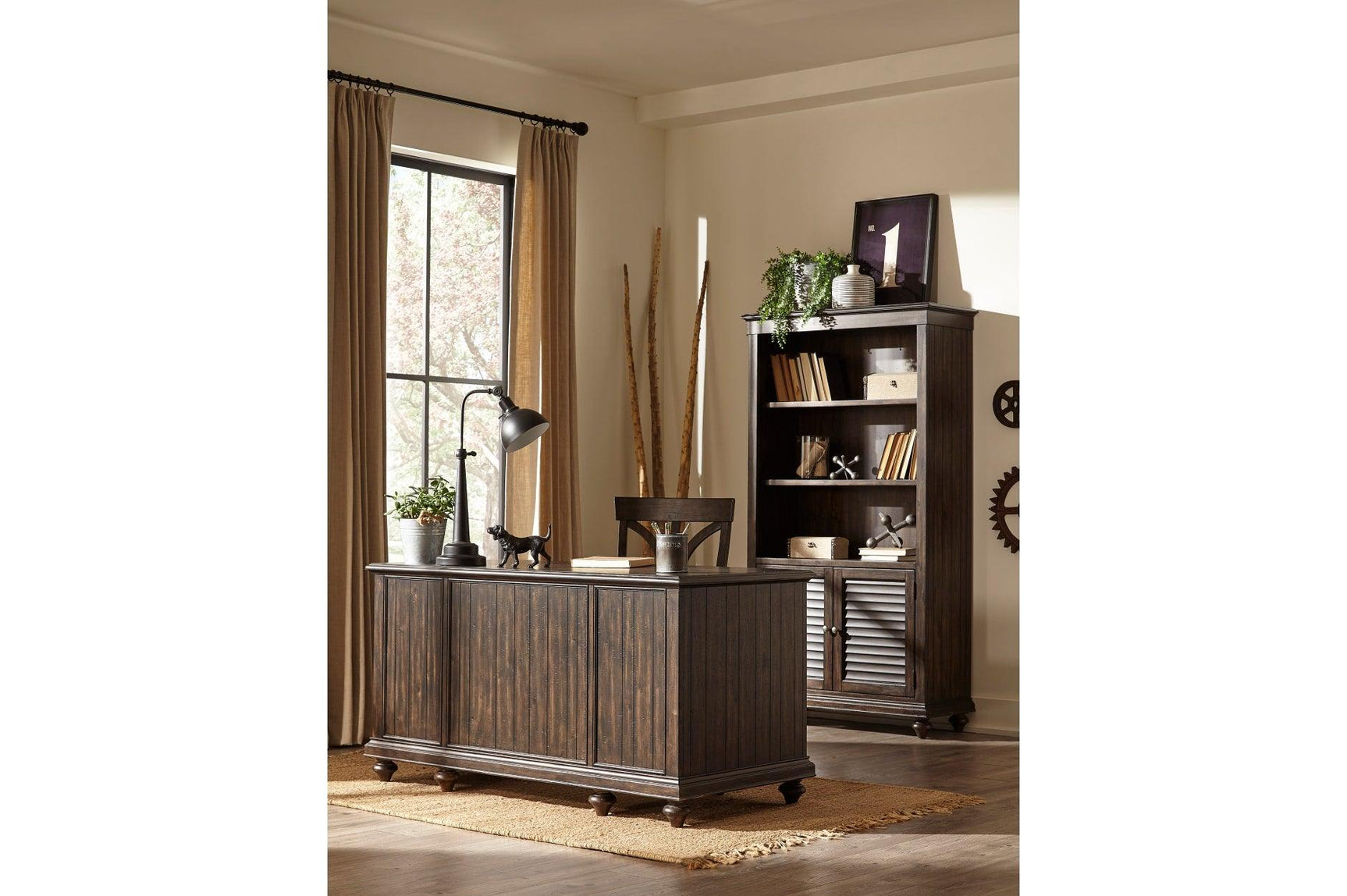 side view of Cardano Charcoal Panel Bedroom Set bed