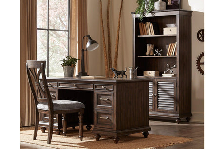 Cardano Charcoal Acacia Executive Desk front angle