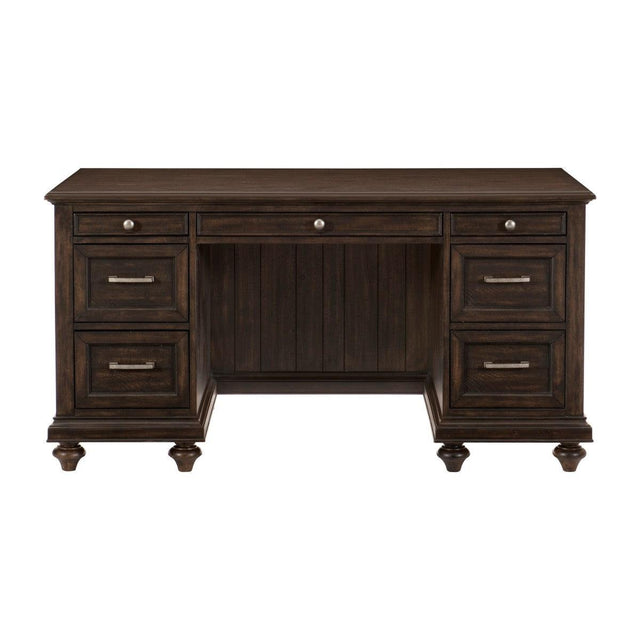 Cardano Driftwood Charcoal Traditional Acacia Veneer Wood And Engineered Wood Executive Desk - Ella Furniture