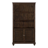 Cardano Driftwood Charcoal Acacia Veneer Wood And Engineered Wood Bookcase 3 Upper Open Shelves - Ella Furniture