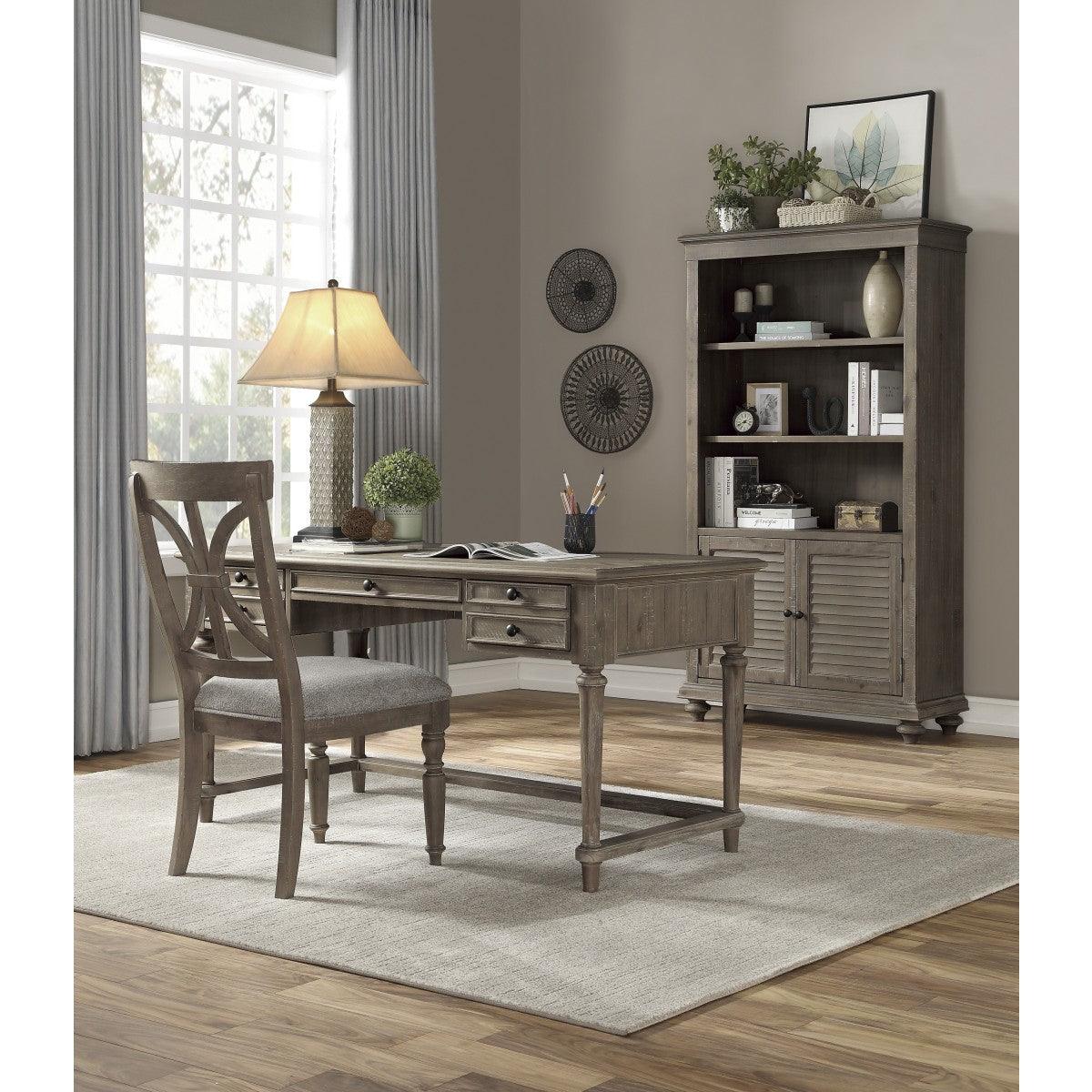 Cardano Driftwood Light Brown Acacia Veneer Wood, Engineered Wood Bookcase 3 Upper Open Shelves - Ella Furniture
