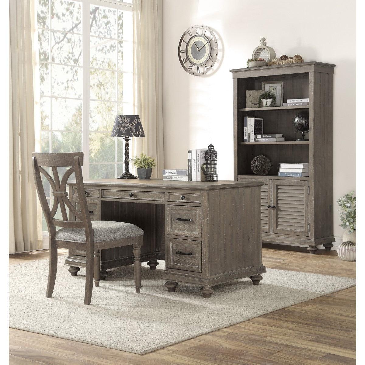 Cardano Driftwood Light Brown Acacia Veneer Wood, Engineered Wood Bookcase 3 Upper Open Shelves - Ella Furniture