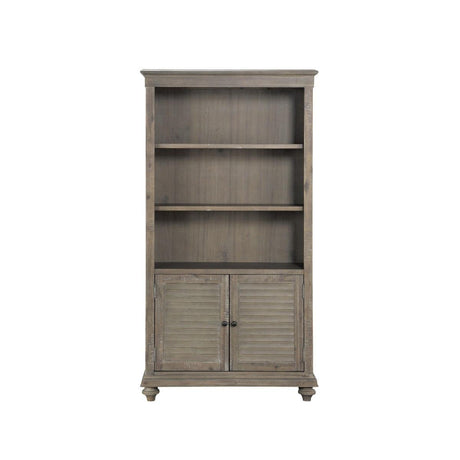 Cardano Bookcase front view showing three upper shelves and bottom cabinet