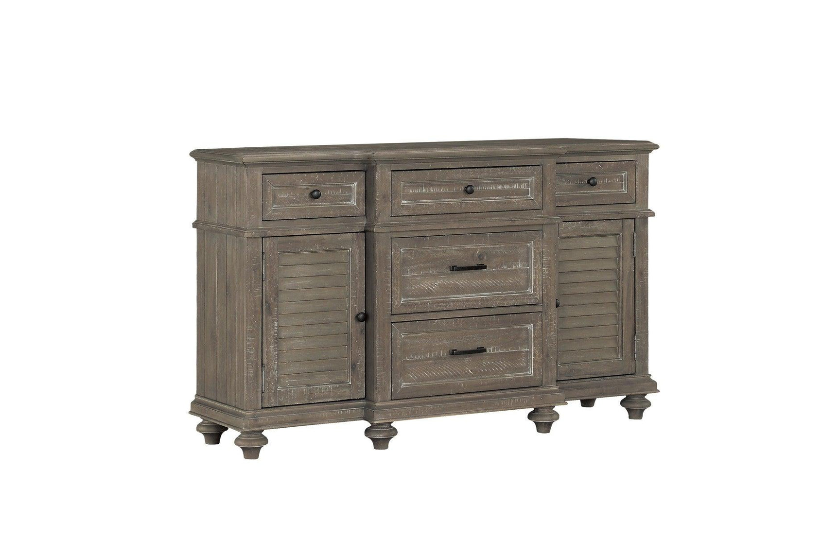 Cardano Brown Traditional Solid Wood, Veneers Fabric Upholstery Seat Rectangular Dining Room Set - Ella Furniture