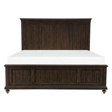 Cardano Driftwood Charcoal King Panel Bed front angle
