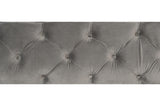 textured gray velvet fabric on Rachelle bed upholstery