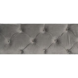 Gray velvet upholstery fabric texture on Rachelle bed