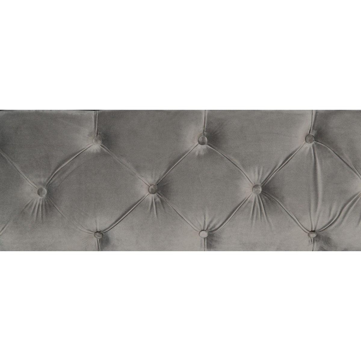 Side view of Rachelle Gray Velvet Queen Sleigh Bed