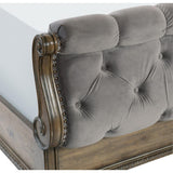 Rachelle Sleigh Bed footboard with tufting and wood frame