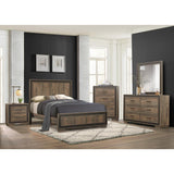 Close-up of Ellendale bed's mahogany wood planks veneer