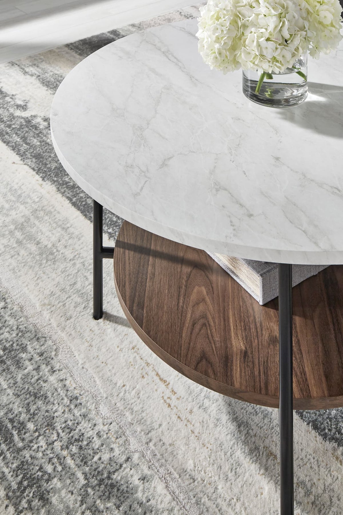 Brown, Black and White Coffee Table with Two End Tables — product image 4