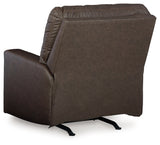 back view of Barlin Mills Umber Faux Leather Recliner