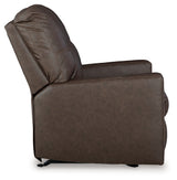 side profile of Barlin Mills Umber Faux Leather Recliner
