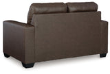 Barlin Mills Umber Faux Leather Loveseat back view