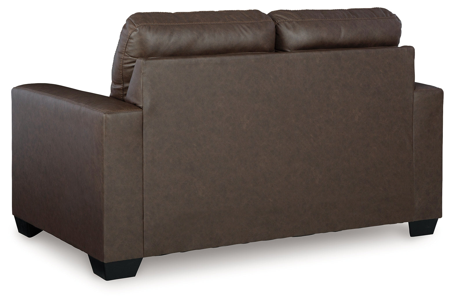 Barlin Mills Umber Faux Leather Loveseat back view