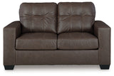 Barlin Mills Umber Faux Leather Loveseat head-on front view