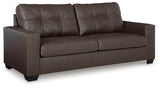 Barlin Mills Umber Faux Leather Sofa side angle