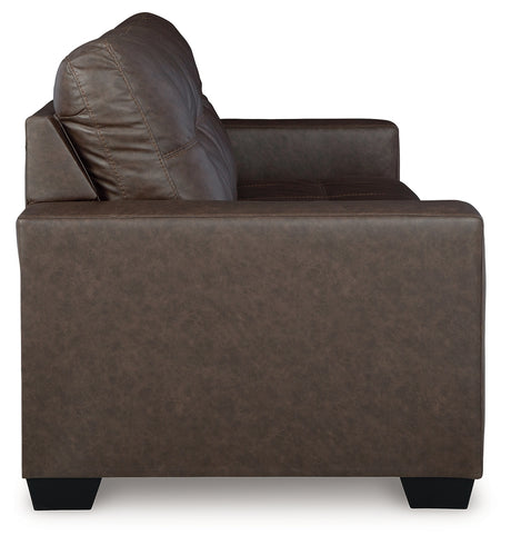 Barlin Mills Umber Faux Leather Sofa main angle