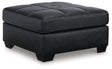 Barlin Mills Oversized Accent Ottoman in carbon faux leather angled side view