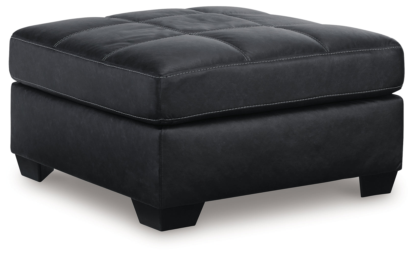 Barlin Mills Oversized Accent Ottoman in carbon faux leather angled side view