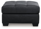 Barlin Mills Oversized Accent Ottoman in carbon faux leather front view