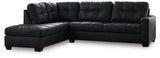 Side view of Barlin Mills Carbon faux leather sectional sofa with chaise