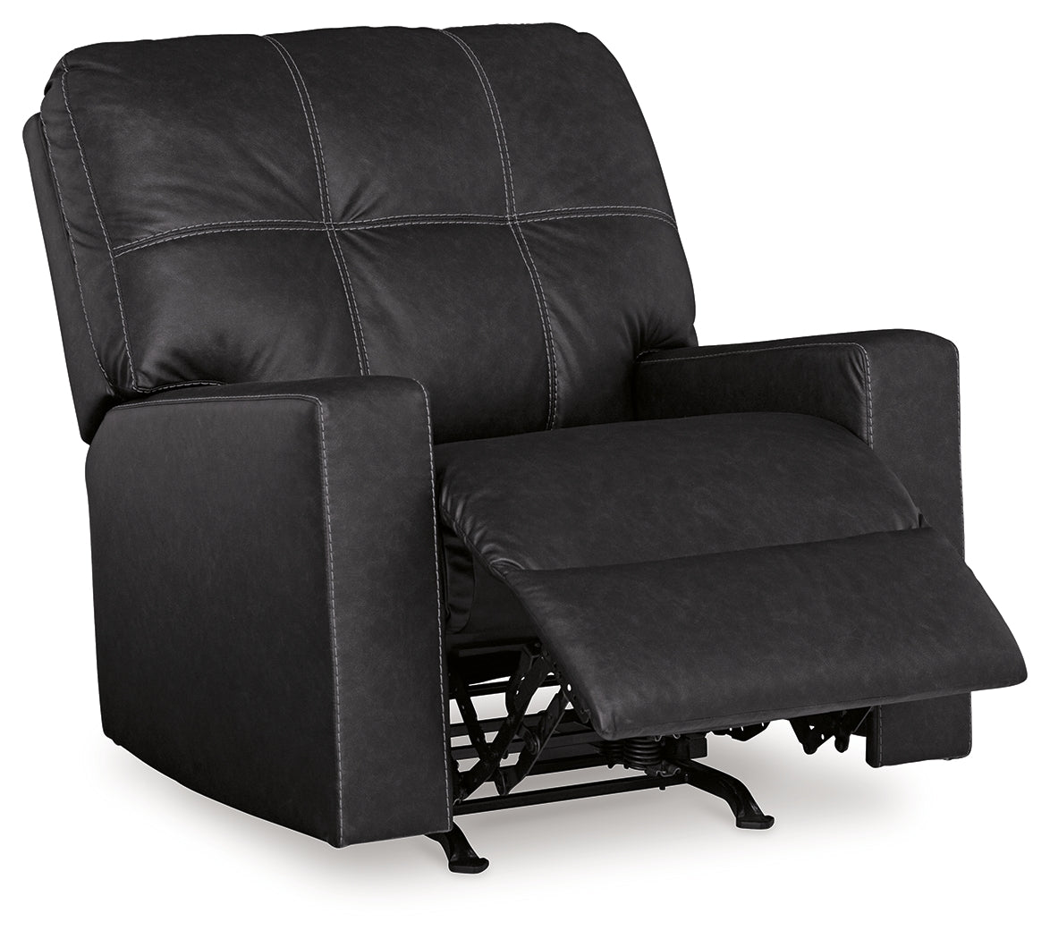 Barlin Carbon Mills 3-piece reclining sofa set in carbon gray, sofa view