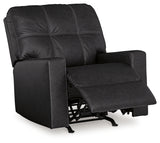 Barlin Mills Carbon Faux Leather Recliner reclined position