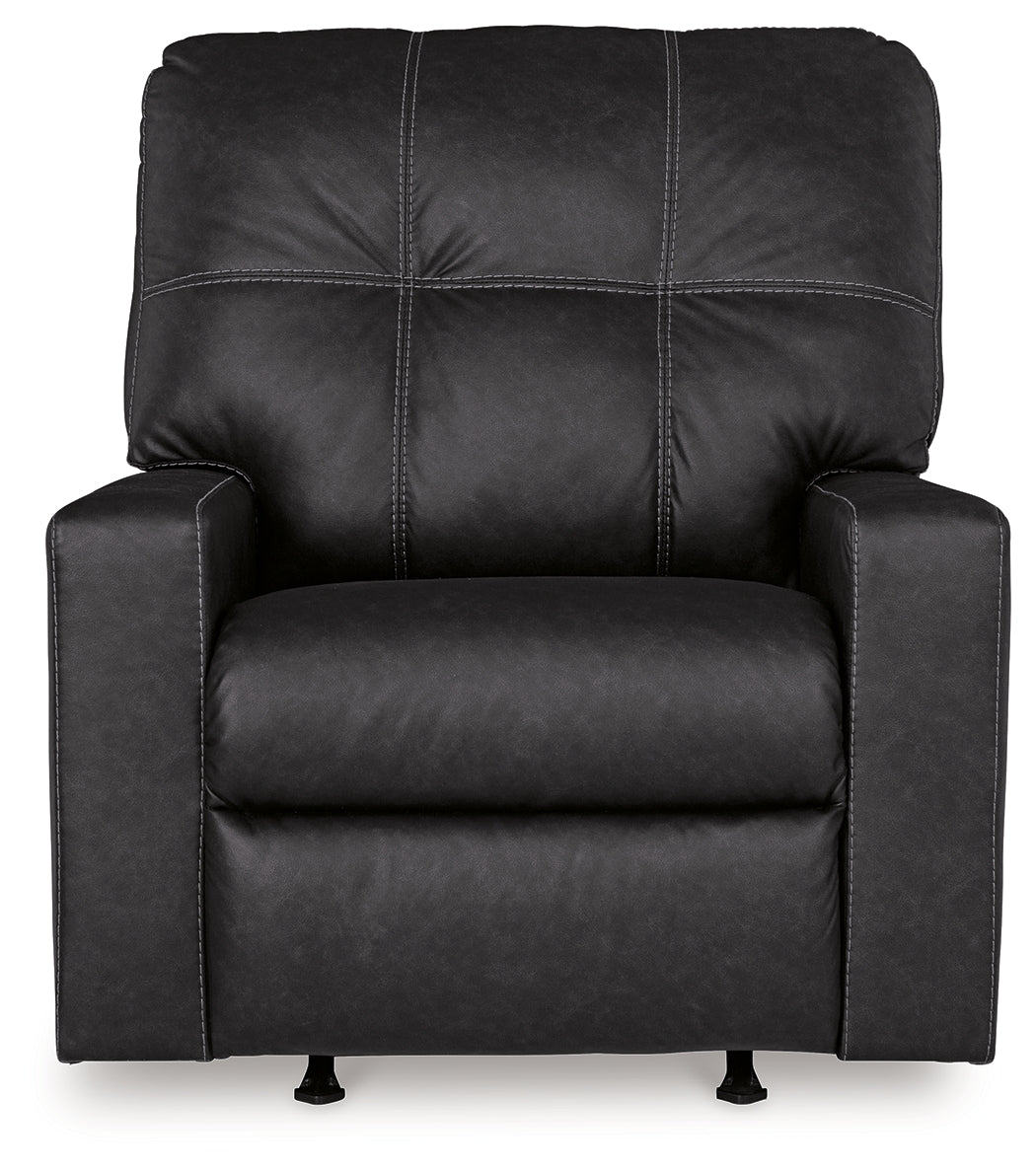 Barlin Mills Carbon Faux Leather Recliner front angle