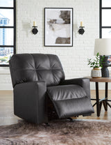 Barlin Mills Carbon Faux Leather Recliner side open angle
