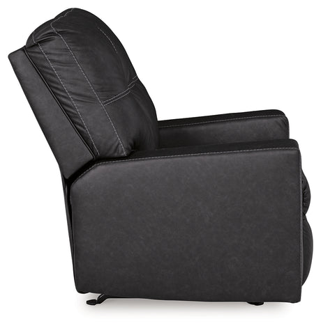 Barlin Mills Carbon Faux Leather Recliner side angle