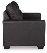 Side detail view of Barlin Carbon Mills Sofa and Loveseat arm
