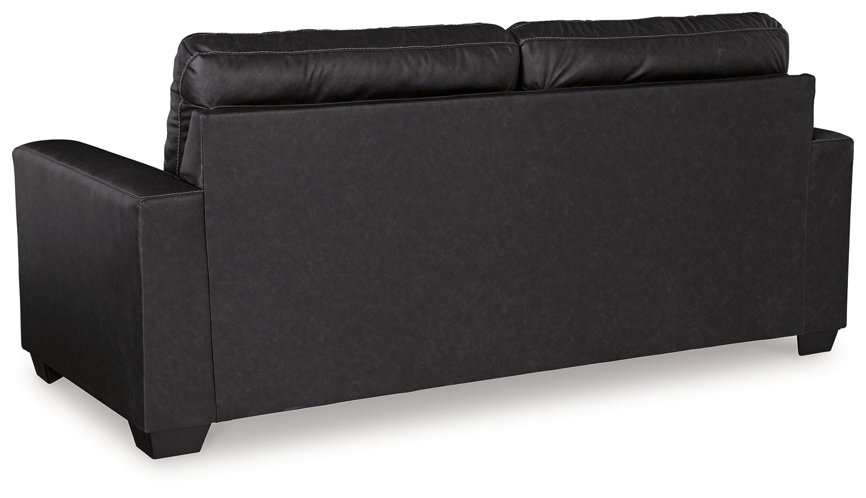 Rear side view of Barlin Mills Carbon Faux Leather Sofa