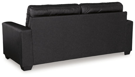 Rear side view of Barlin Mills Carbon Faux Leather Sofa