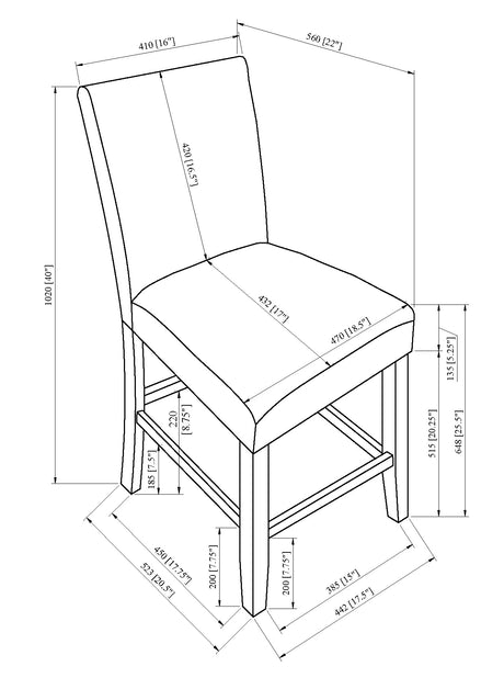 front view of side chair