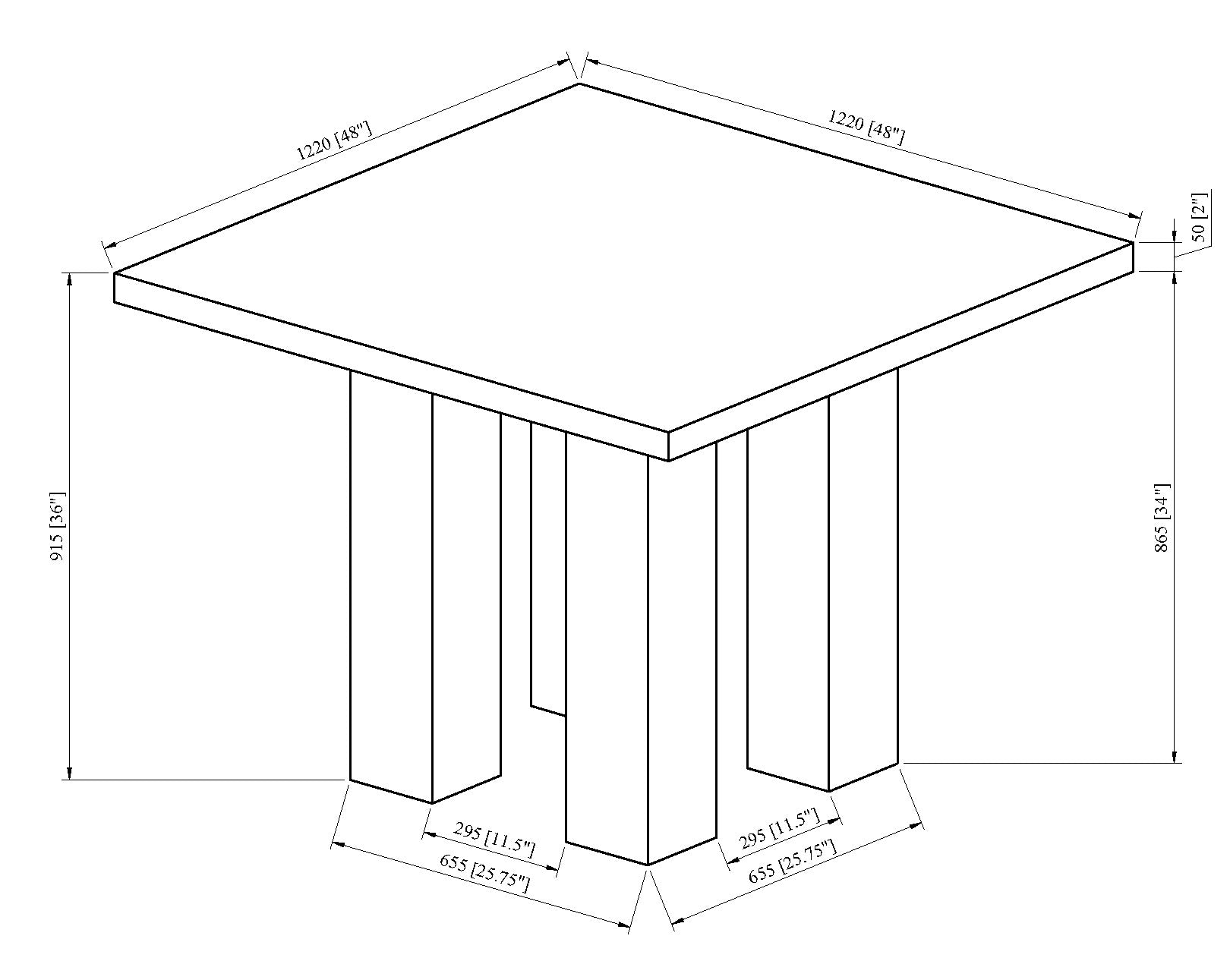 detailed view of table leg design