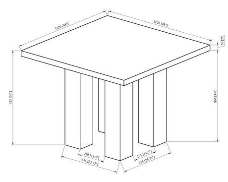 detailed view of table leg design