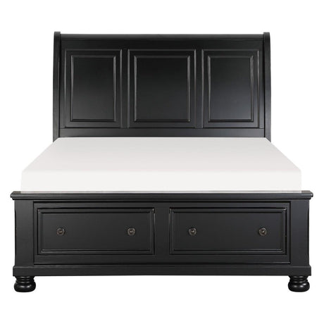 Laurelin Black Queen Sleigh Storage Bed front view