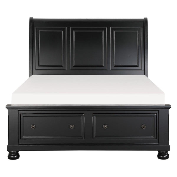 Laurelin Black Queen Sleigh Storage Bed front view