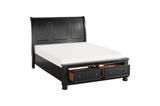 open storage drawer of Laurelin Black Storage Bedroom Set bed