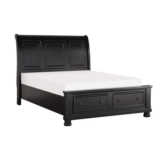 Laurelin Black King Sleigh Platform Storage Bed side view
