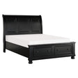 Side angle of Laurelin Black Queen Sleigh Storage Bed
