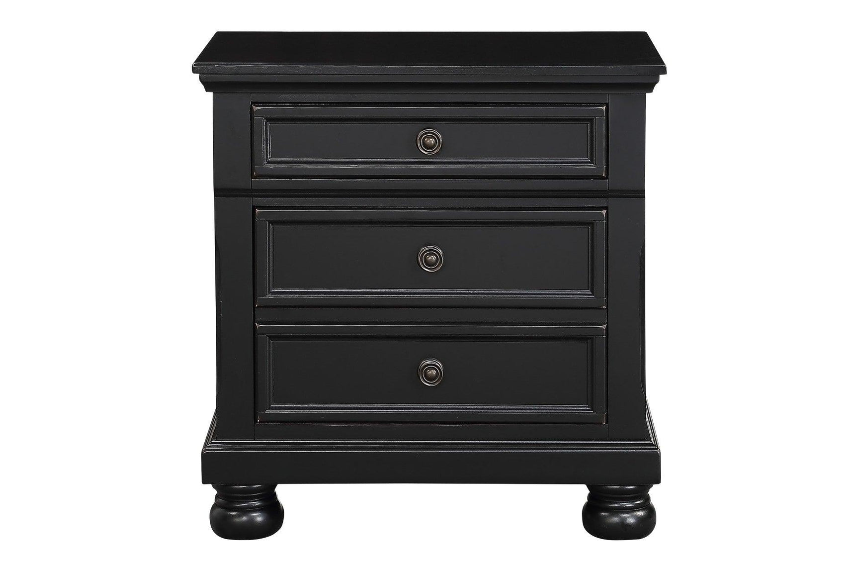 front view of Laurelin Black Storage Bedroom Set nightstand