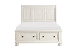 Side view of Laurelin White Sleigh Storage Bedroom Set bed