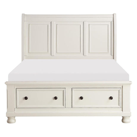 Laurelin White Queen Sleigh Platform Bed front view