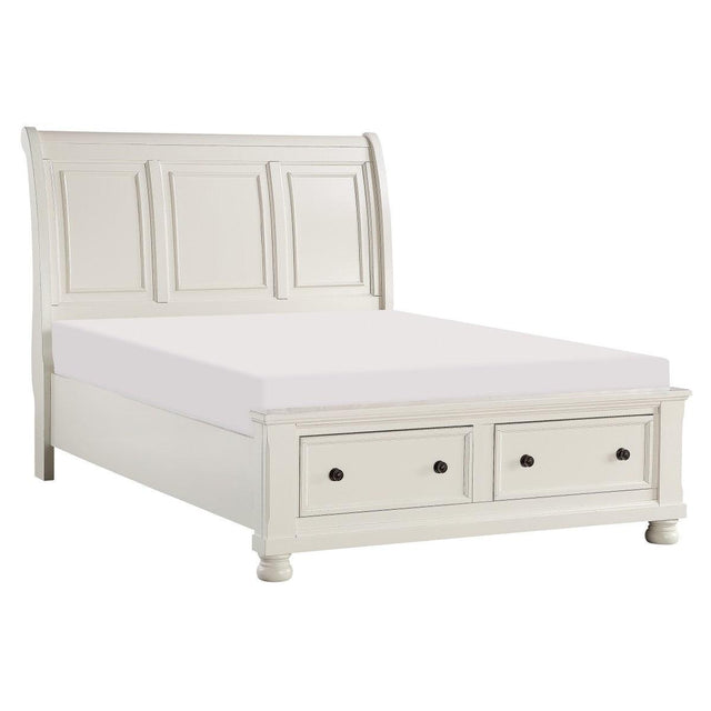 Laurelin White Queen Sleigh Platform Bed side view
